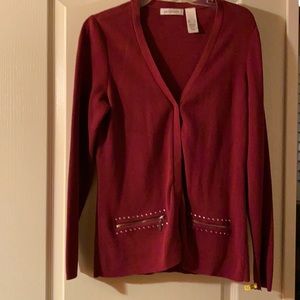 Liz Claiborne dark pink V-neck cardigan size large